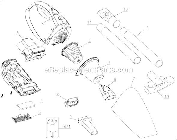 Page A Diagram and Parts List for CHV1600  Black and Decker Hand Vacuum